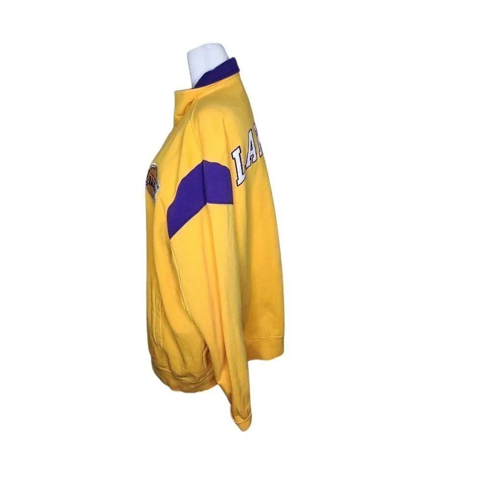 NBA LA Lakers Full Zip Basketball Track Jacket Mens Size L Yellow